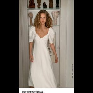 ZARA Midi Dress w/Short Puff Sleeves